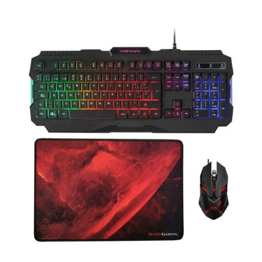 Keyboard with Gaming Mouse Mars Gaming MCP118 Black Spanish Qwerty QWERTY-0