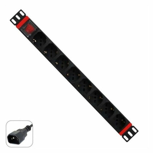 Schuko 19" 8 Way Multi-socket Adapter with On / Off Switch WP WPN-PDU-C01-08-0