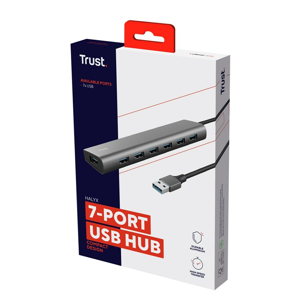 USB Hub Trust 24967 Grey Silver (1 Unit)-3