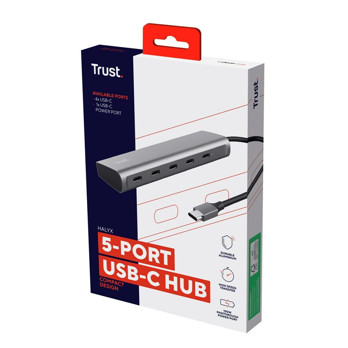 USB Hub Trust 25136 100 W Silver (1 Unit)-4