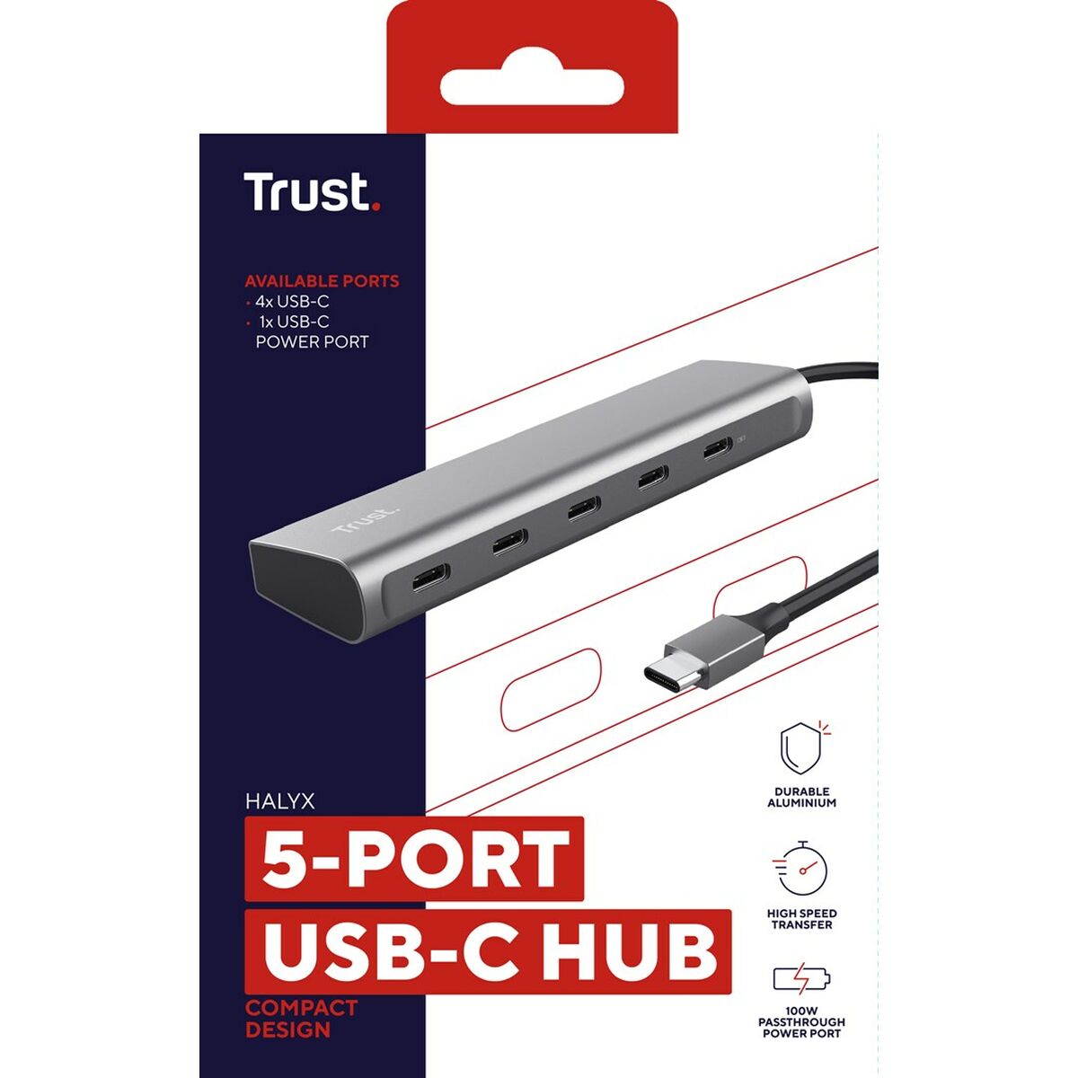 USB Hub Trust 25136 100 W Silver (1 Unit)-3