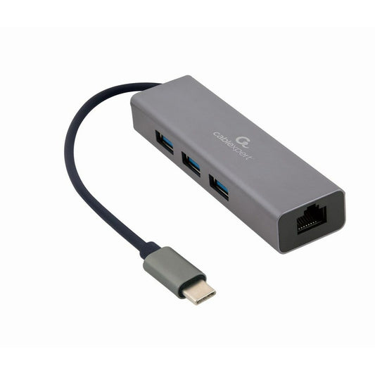 4-Port USB-C Hub GEMBIRD A-CMU3-LAN-01 White Grey-0