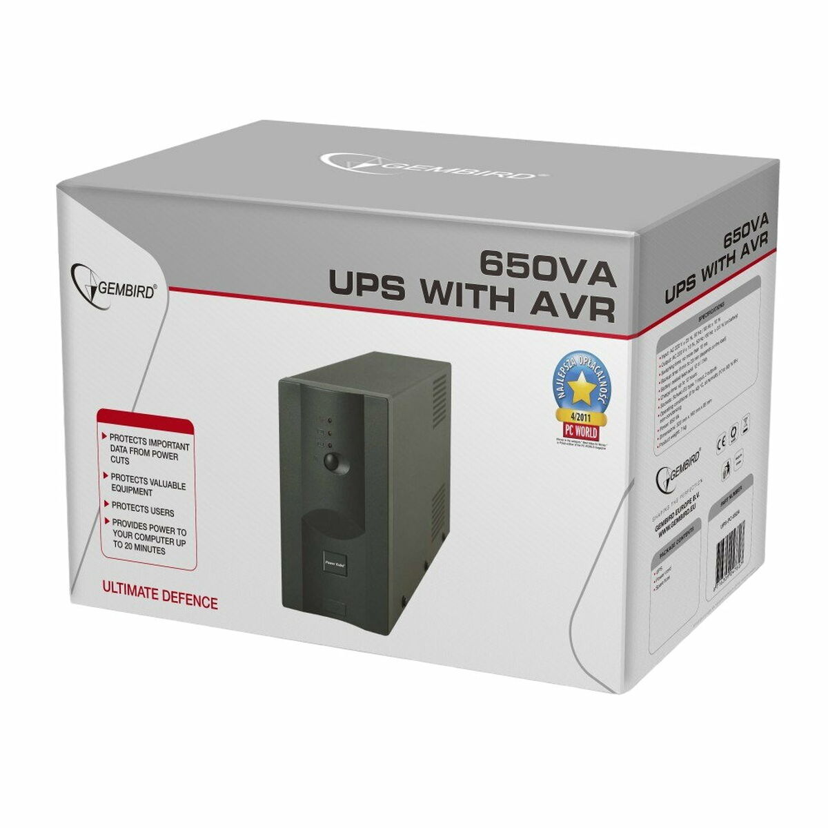 Uninterruptible Power Supply System Interactive UPS GEMBIRD UPS-PC-652A 390 W-1