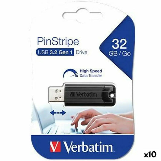 USB stick Verbatim Pinstripe Black 32 GB - IGSI Europe Ltd