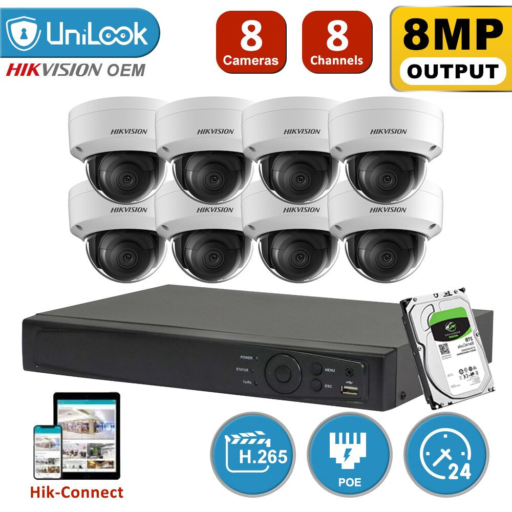 Hikvision CCTV Camera System 4K 8MP IP Camera POE Kit DS-2CD2185FWD-IS-7