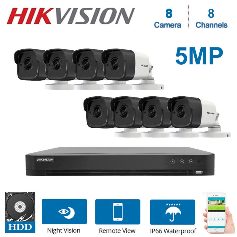 Hikvision 8CH DVR Hybrid 5MP night vision outdoor and indoor Security Camera KIT-6