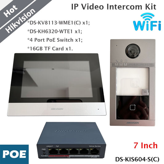 Hikvision Wifi IP Video Intercom Kit 7 Inch Monitor DS-KIS604-S(C)-0