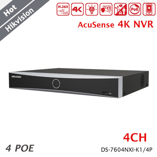 Hikvision 4Ch NVR 4 PoE 1U AcuSense 4K NVR Recorder Facial Recognition-0