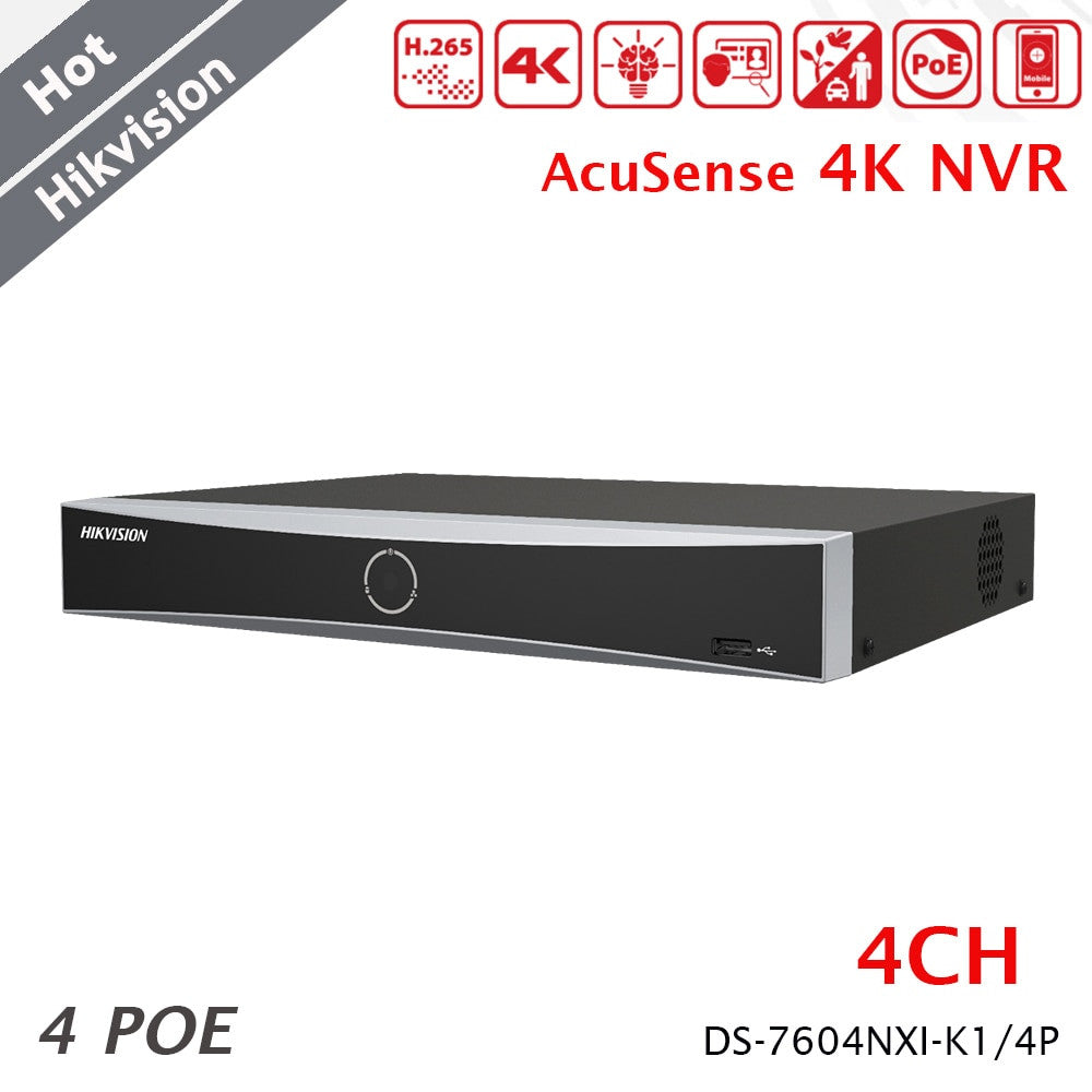 Hikvision 4Ch NVR 4 PoE 1U AcuSense 4K NVR Recorder Facial Recognition-2