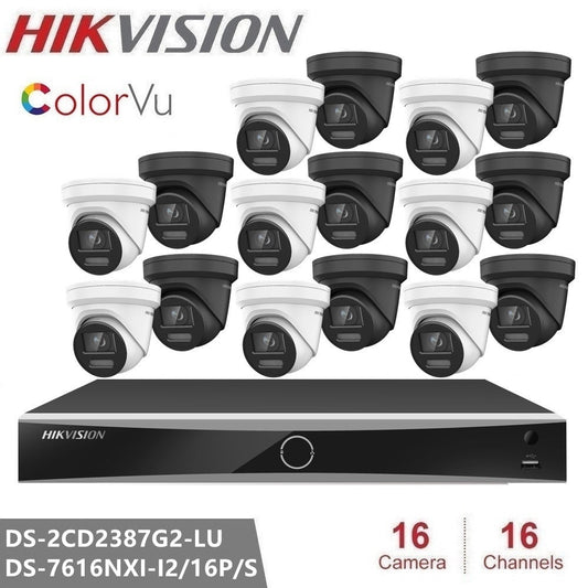 Hikvision 16CH 4K POE NVR Kit CCTV Security System 16PCS Outdoor System-0