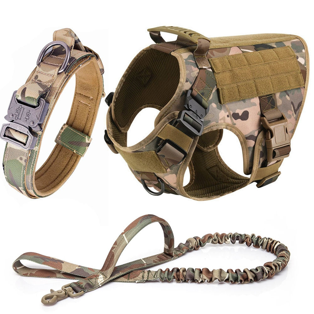 Dog Collar Military Dog Harness And Leash Set-14
