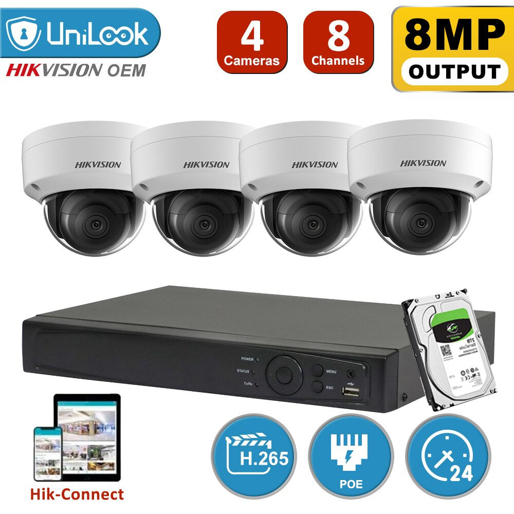 Hikvision CCTV Camera System 4K 8MP IP Camera POE Kit DS-2CD2185FWD-IS-5